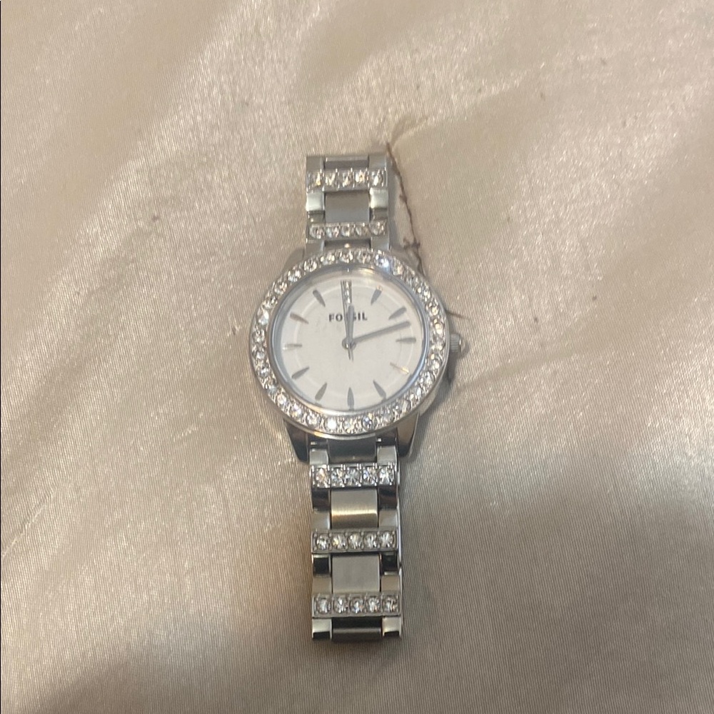 Fossil Women's Silver Watch with Crystal Detailing